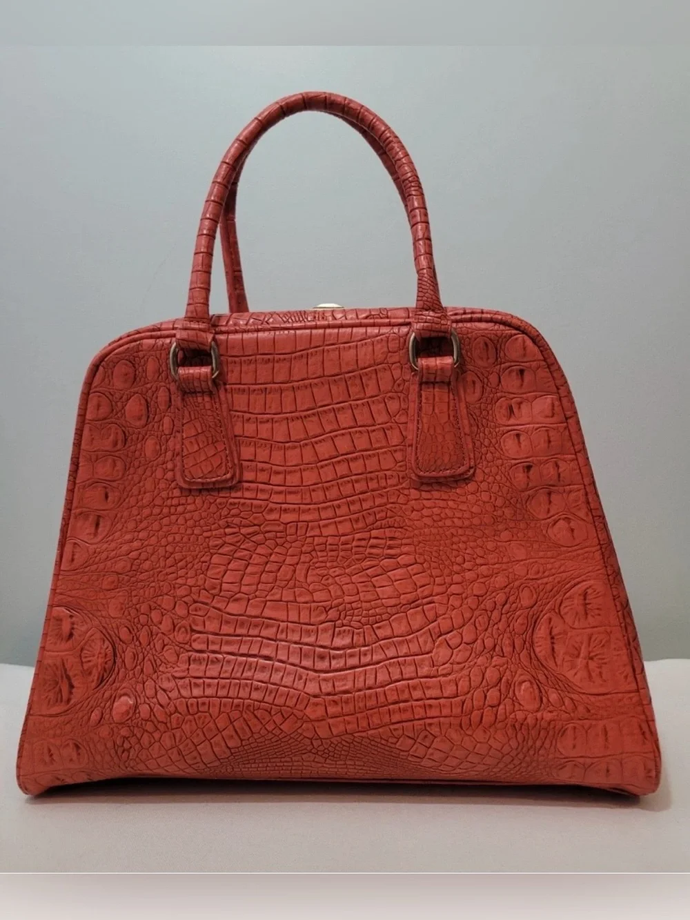 Croc Embossed Crossbody Satchel Bag Orange Faux Leather Shoulder Purse